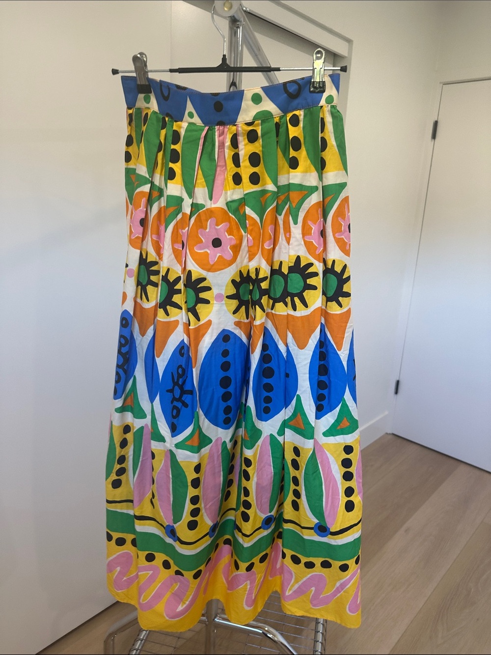 Zara Multicolor Graphic Maxi Skirt in Blue, Yellow, Green, Pink, Orange